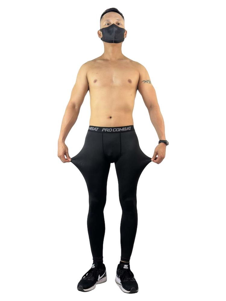 Męskie szybkoschnące legginsy fitness: Wysokoelastyczna warstwa bazowa do biegania, koszykówki, piłki nożnej, kolarstwa, z ochroną przed słońcem.