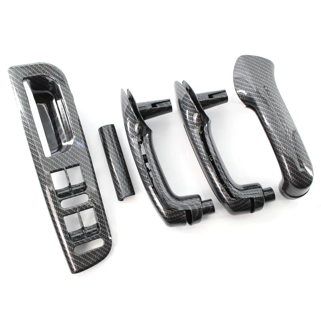 Front Rear Left Right Door Black Pull Grab Handle VW Bora Golf 4 MK4 for Jetta 1999-2004 Carbon Fiber Style 3B1867171E 5Pcs