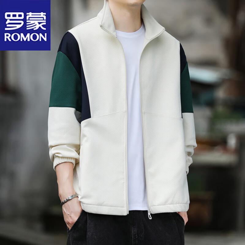 ROMON Men's Business Casual Stand-Up Collar Jacket