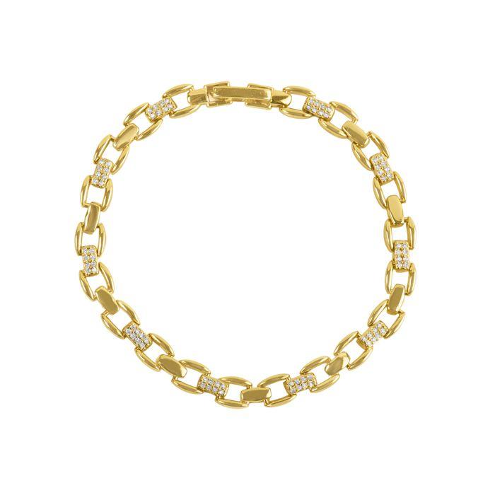 Bracelet - LUXENTER - Yaris - Or jaune 18 carats - Zircone cubique brillante - Longueur 18 cm