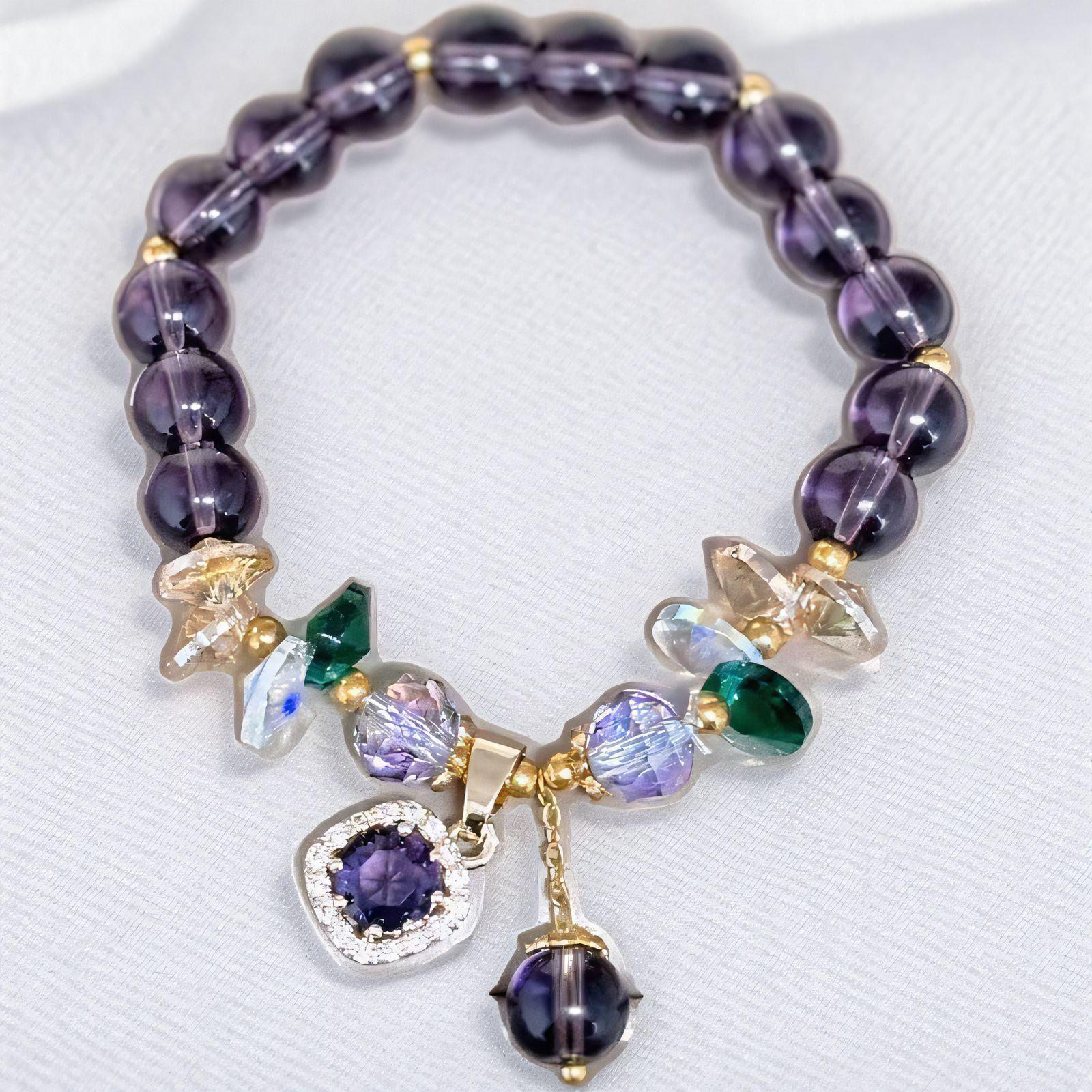 Purple Crystal Bracelet for Women, Niche Design, Micro Inlaid Zircon Bracelet 8mm фиолетовый