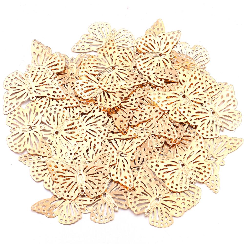 30-50pcs/Lot Iron Hollow Butterfly Accessories DIY Home Decoration Charm Beads for Jewelry Making Hair Accessory Production