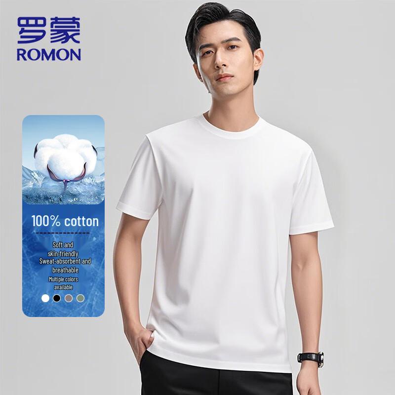 ROMON Men's Pure Cotton Short Sleeve T-Shirt