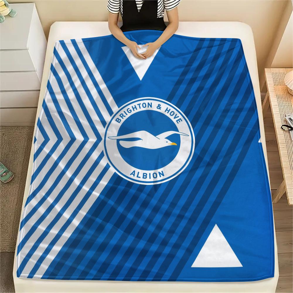 Brighton Team Logo,pattern Flannel Blanket, High Quality Comfortable for All Seasons, Home Decor, Warmth and Comfort, Perfect for Gifts.