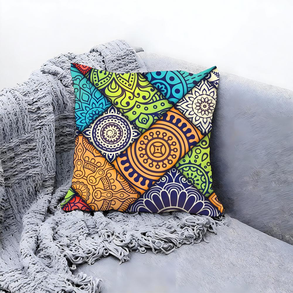 Ethnic Indian Ethnic Pattern Cushion Cover Premium Comfort Reversible Pillow Cove Two In One Design for Any Room Car Interior