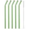 5pcs High Borosilicate Glass Straw Sets Reusable Bent Glass Straw Milk Tea Juice Cocktail Straw with Brush Party Bar Accessories