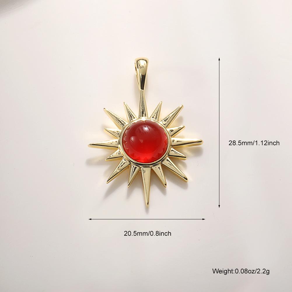 Trendy Sun Pendant Copper Gold-Plated Drip Oil DIY Jewelry: Necklace, Bracelet, Earring Accessories for Women