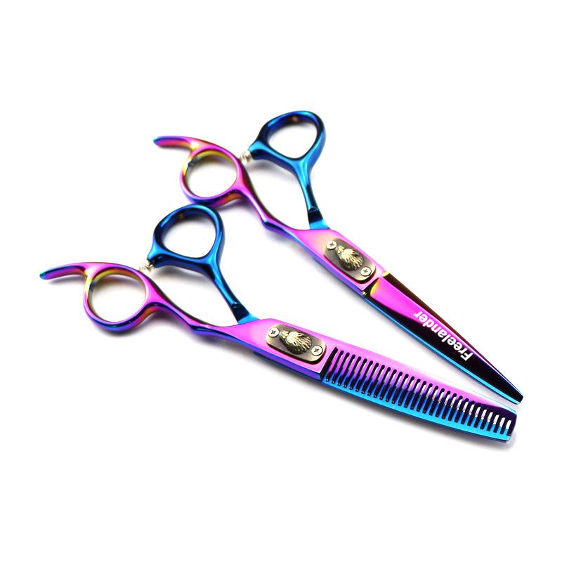 Blue And Pink High-End, Wolf Head Hair Scissors, Haircut, Flat Scissors, Bangs, Tooth Scissors, Thin Scissors Fmlt-03