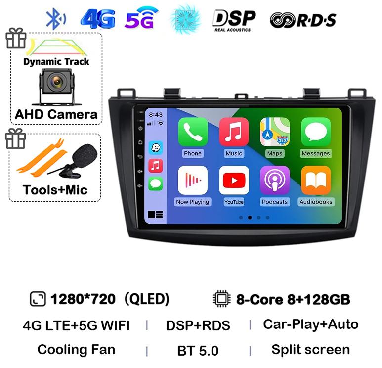 Android 14 Carplay Auto For Mazda 3 2009 2010 2011 2012 2013 Car Radio Multimedia Player Stereo Video Audio GPS Head Unit WIFI
