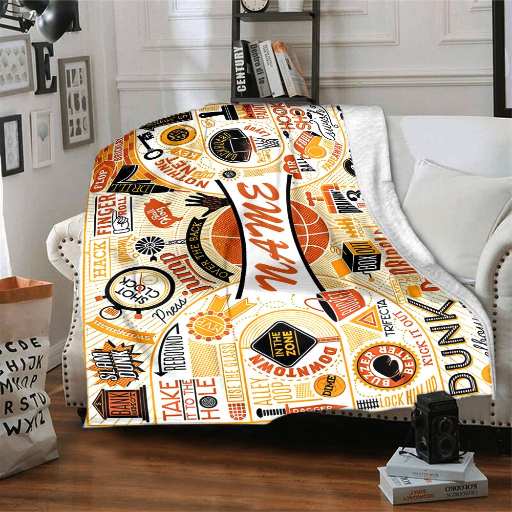 Custom Name basketball Theme Printed Blanket - Perfect for Couch, Bed, Travel & Outdoor Use | Machine Washable, Cozy & Durable.