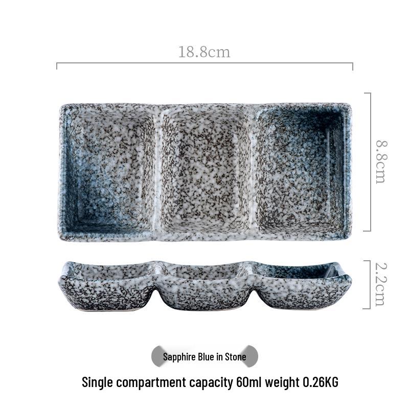 Ceramic Seasoning and Sauce Dish with Two and Three Compartments for BBQ, Hot Pot, and Snacks