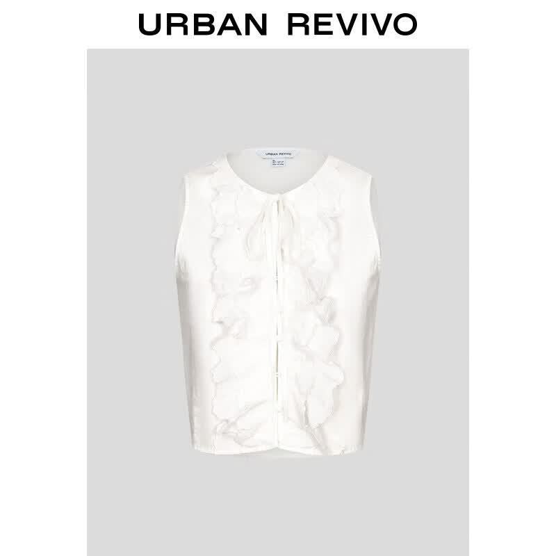 UR2026 Women s Layered Ruffle Sleeveless Blouse XL