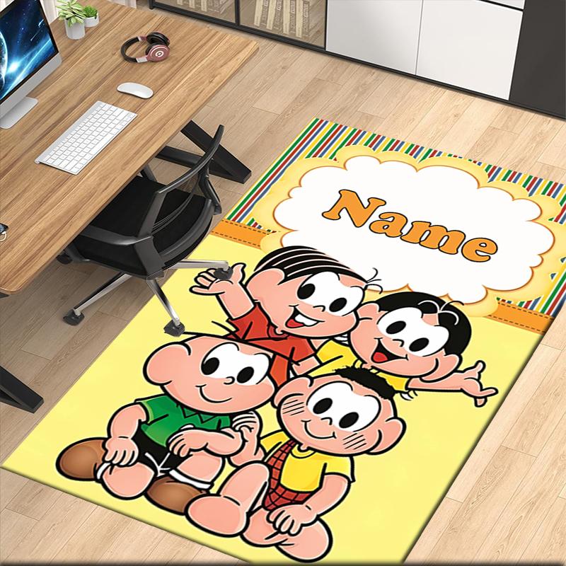 Custom Name Turma Da Mônica Printed Carpet, for Office Chair Living Room Bedroom Kitchen Room Decor Gifts.