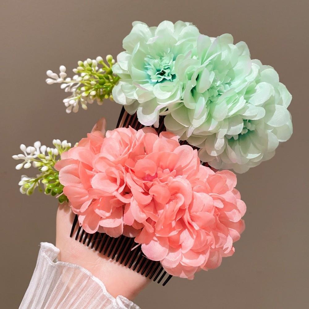 Sweet Flowers Hairpin Headwear Chignon Hair Clips Handmade Floral Hair Comb Daily