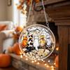yangyizhi Halloween Scary Bat Pumpkin Acrylic Jigsaw Puzzle Suncatcher, Stained Glass Style Window Hanging Decor for Home, Garden, Gift Family Friends