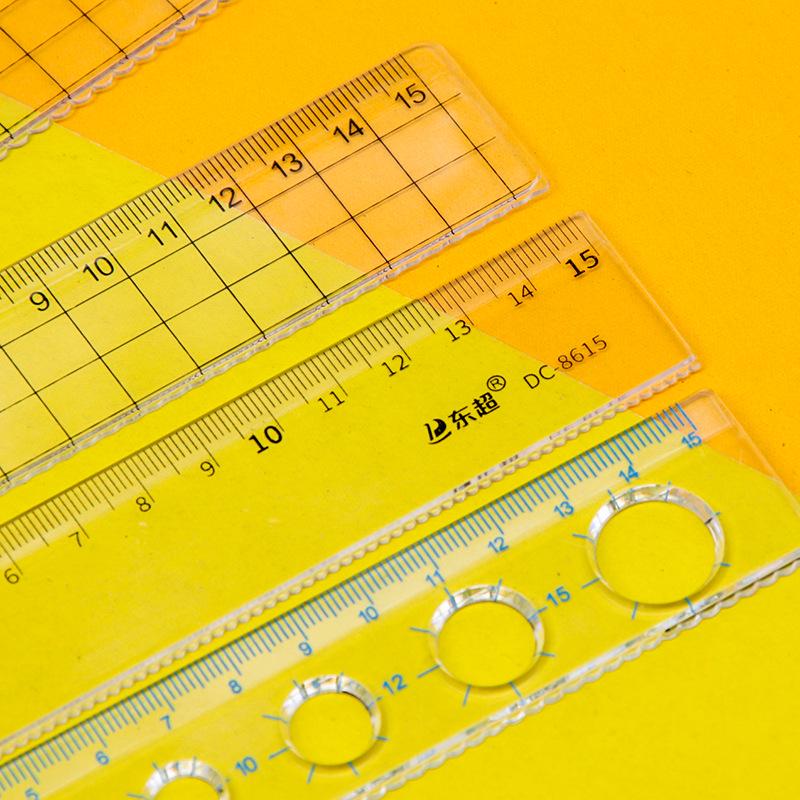 Multifunctional Transparent Ruler with Wave and Hole Design, 15cm & 20cm Scale, Ideal for Primary Students