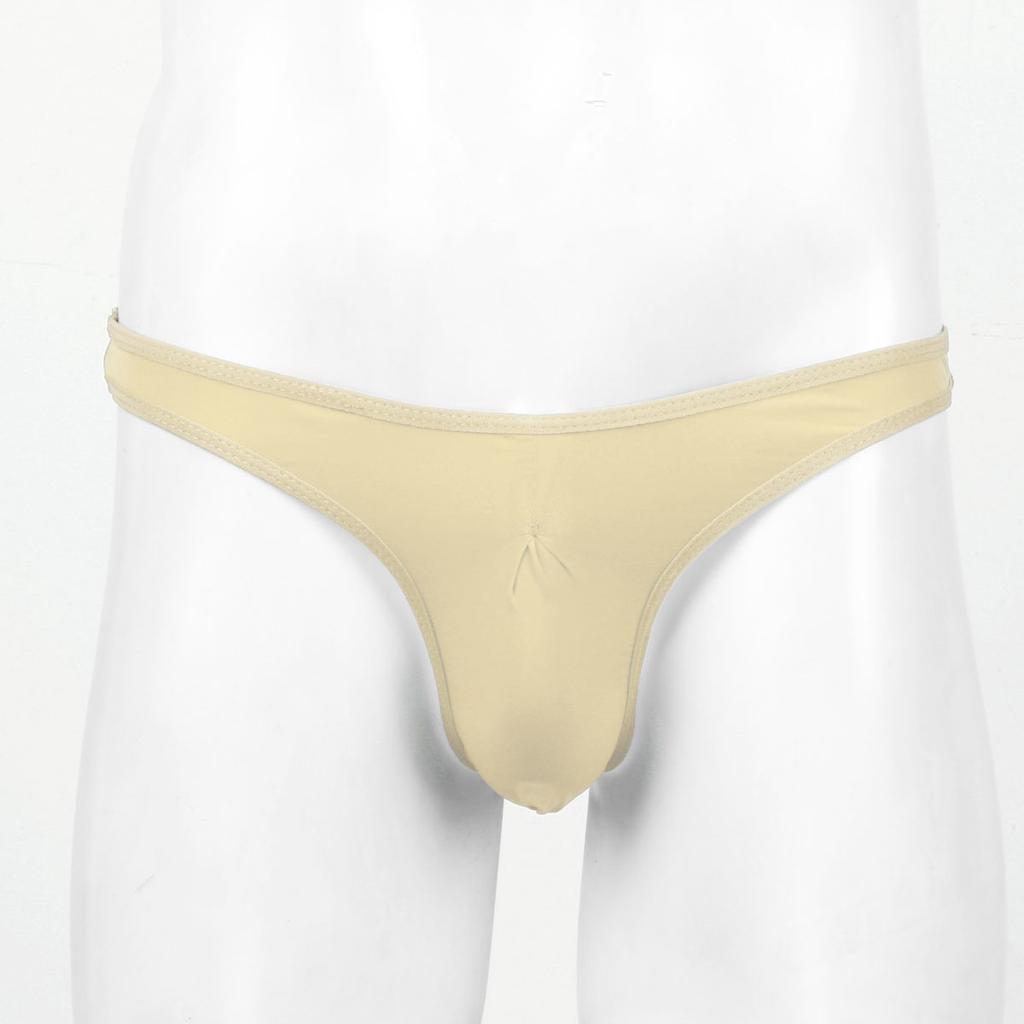 Men's Silky Stretchy Seamless Lingerie Bulge Pouch Bikini Briefs Thong Bottoms Underwear