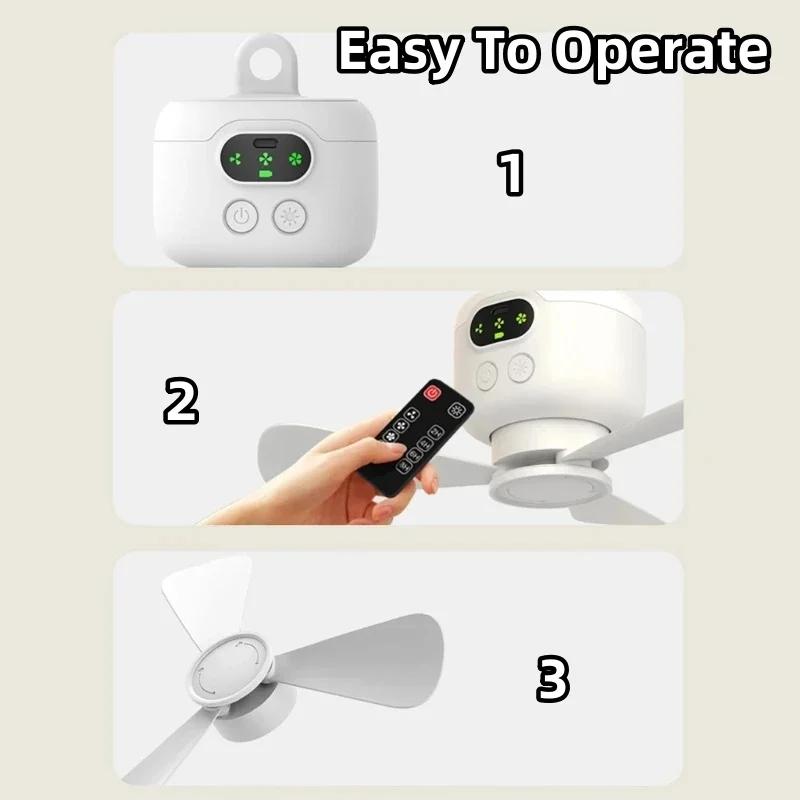 Portable Ceiling Fans 8000mAh Outdoor Camping Fan Tent Ventilator Cooler Rechargeable Electric Fan Remote Control LED Lighting