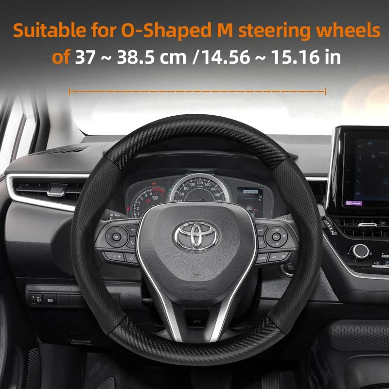 

For Toyota Carbon Fiber Texture Perforated Leather Steering Wheel Cover Chr Yaris Auris Corolla Rav4 Land Cruiser Prado Hilux
