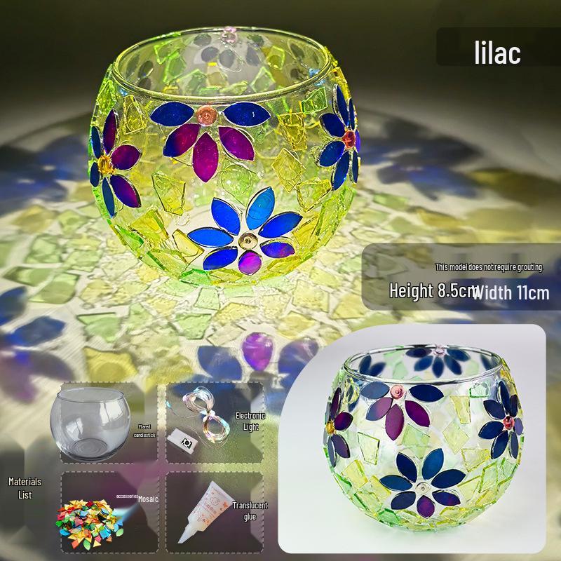 Handgemachtes DIY Glasmosaik Kerzenhalter Vase - Kreatives Eltern-Kind-Lernspielzeug, Perfekt für Geburtstagsgeschenke