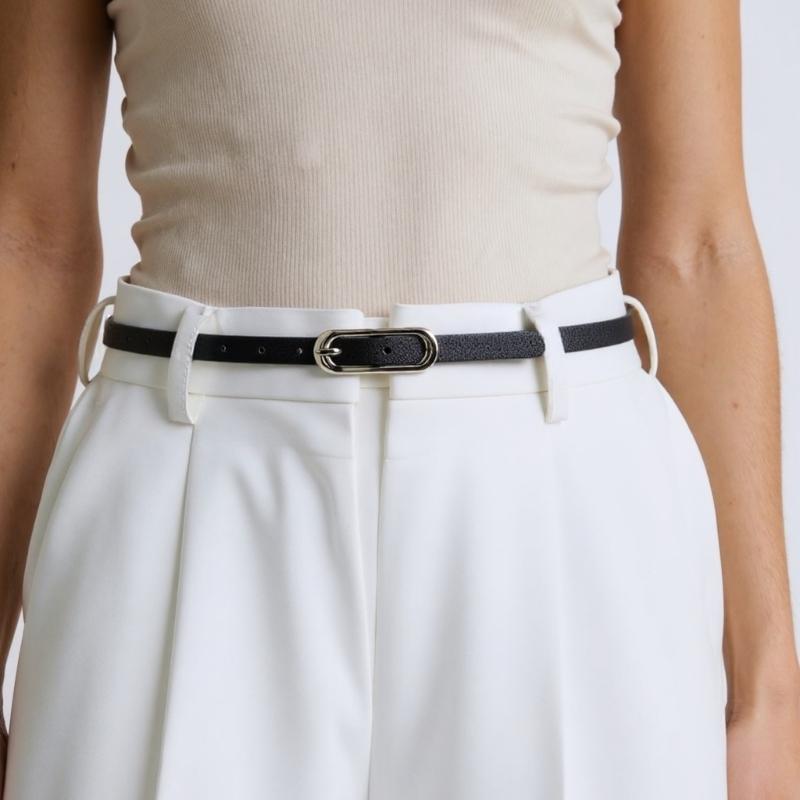 Slim Adjustable PU Waist Belt For Women Stylish Waistband Accessory Classical Black Elegant Fashion Design