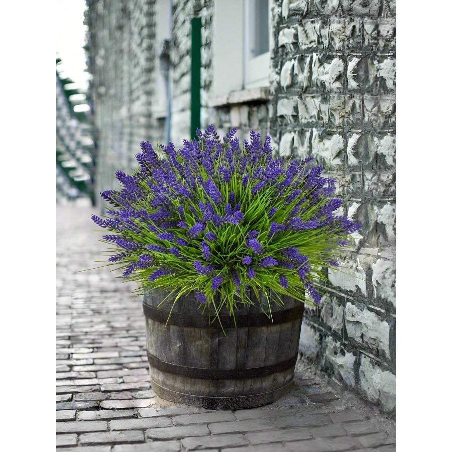 Artificial Monkey Grass And Lavender Plants, UV-Resistant Fake Green Shrub Plants Decoration For Outdoor Hanging Planters, Home Garden