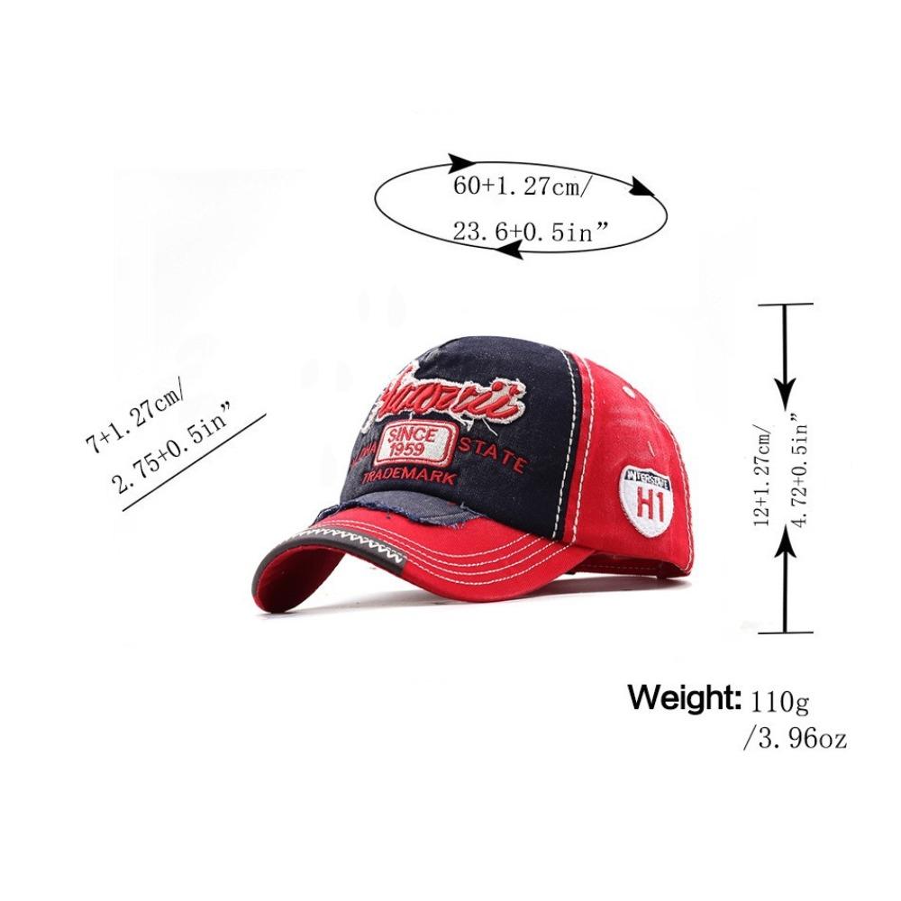 Vintage Embroidery Hip-Hop Alphabet Lettering Baseball Cap New Unisex Sunshade Color Breathable Trendy Fashionable Washed Cotton Sun Hat Streetwear