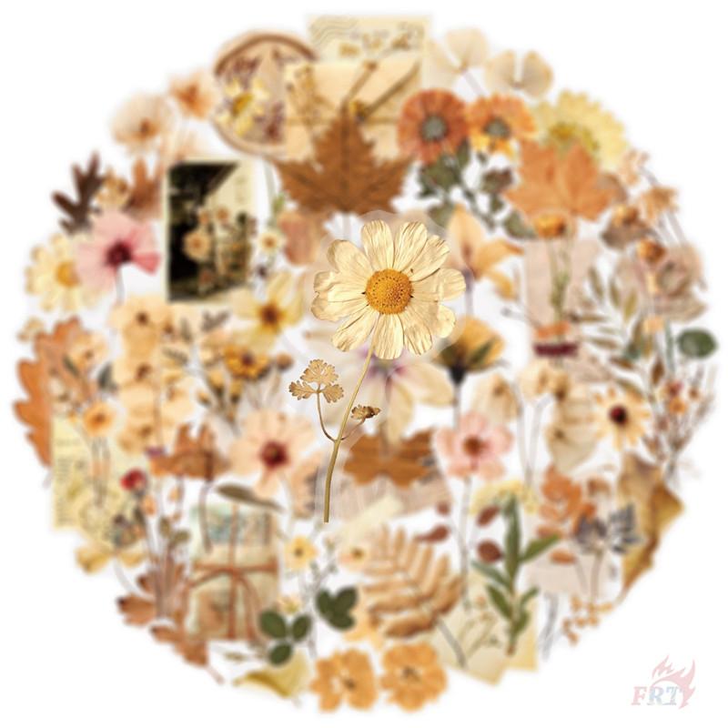 50Pcs/Set Wabi-sabi. Retro Flowers & Leaves PET Stickers Waterproof DIY Fashion Doodle Decals Stickers