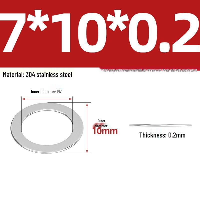 304 Stainless Steel Ultra-Thin Flat Washers - Available in Thickness: 0.1mm, 0.2mm, 0.3mm, 0.5mm