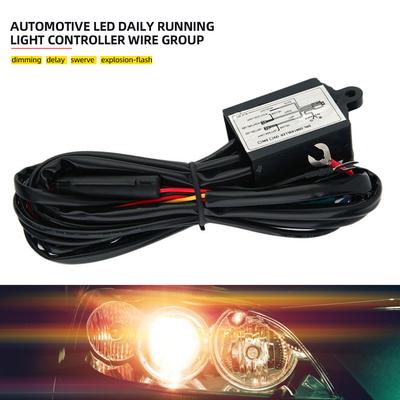 Car DRL Controller Auto LED Daytime Running Light Relay Harness Dimmer On/Off 12-18V with Strobe & Dimming Function