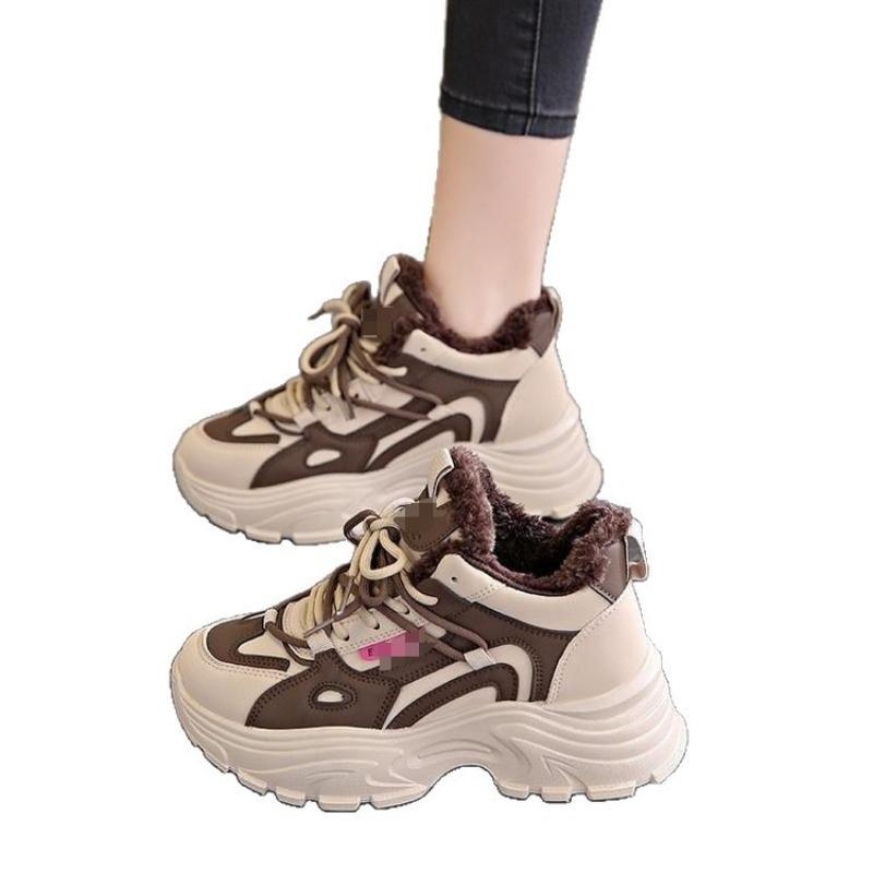 Warm Cotton Shoes, Women's Shoes, Anti-slip Snow Boots, Thick-soled Height-increasing Sports Dad Shoes
