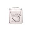 Kaffeetasse, doppelschichtig, transparent, Glasbecher mit Totenkopf-Motiv aus Kristallglas für den Haushalt, Whisky, Wein, Wodka, Bar, Club, Bier, Weinglas