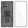 For Motorola Edge 50 5G Phone Case WANLONFENG PC TPU Back Cover Kickstand with Tempered Glass