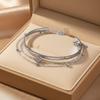 3pcs of Stacked Golden Bracelet Set Smooth Cuff Bead Single Crystal Dainty Layer Wrist Jewelry for Women