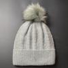 Японская шапка с помпоном из лисьего меха кролика, женская дизайнерская вязаная шапка со знаком M, осенне-зимняя теплая защитная шапка для ушей, шапка-бини
