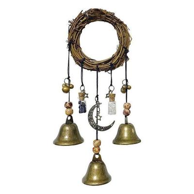 Handmade Hanging Witch Bell Protection Door Hanger Witch Wind Chime Wreath Magic Wind Chime Pendant Home Door Craft Decoration