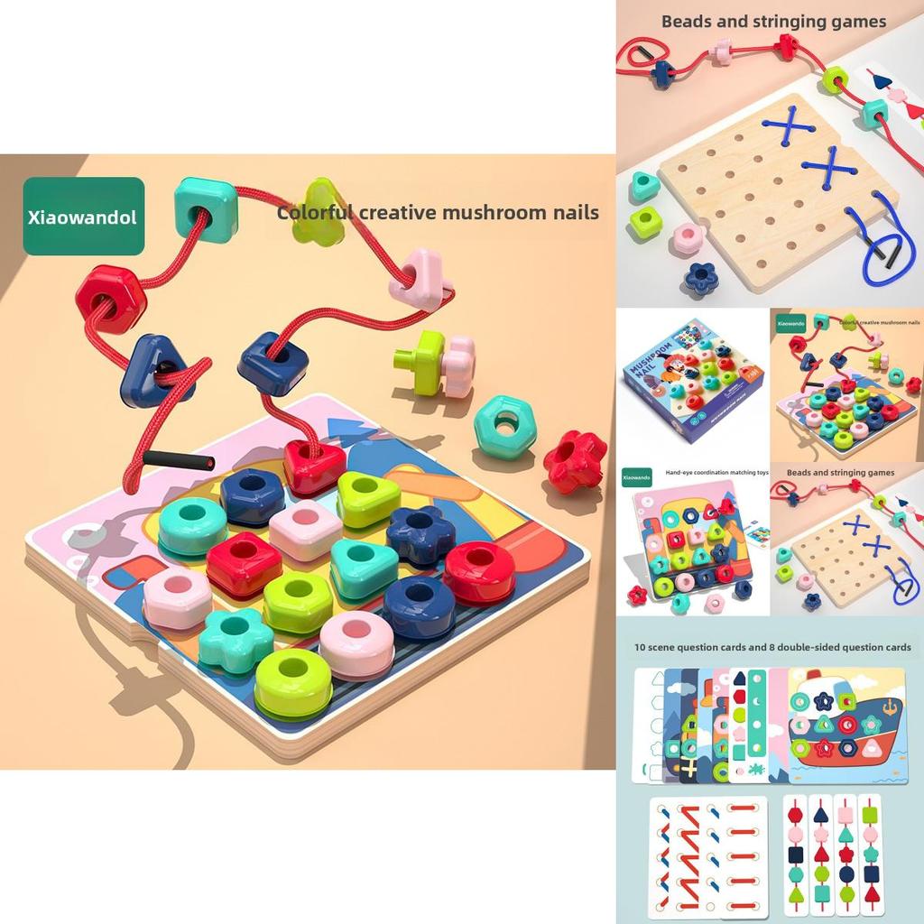 Wooden Mushroom Pegboard Puzzle For Kids Creative Learning Game For Preschool Kids