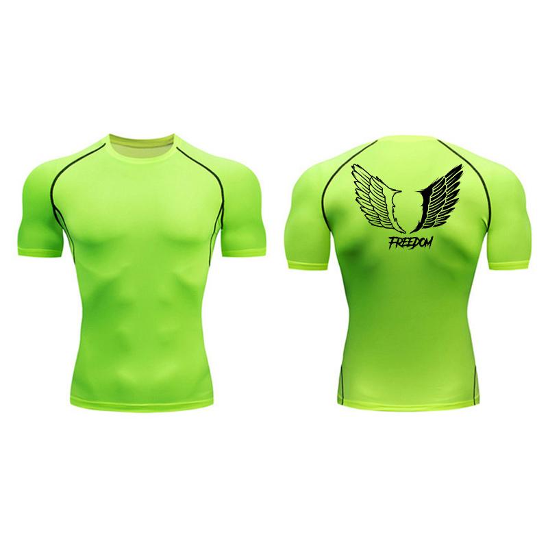 Angel Wings Freedom Print Compression Shirt for Men Sporty Quick Dry Tees Tshirt Tops Gym Workout Running Undershirts Baselayers
