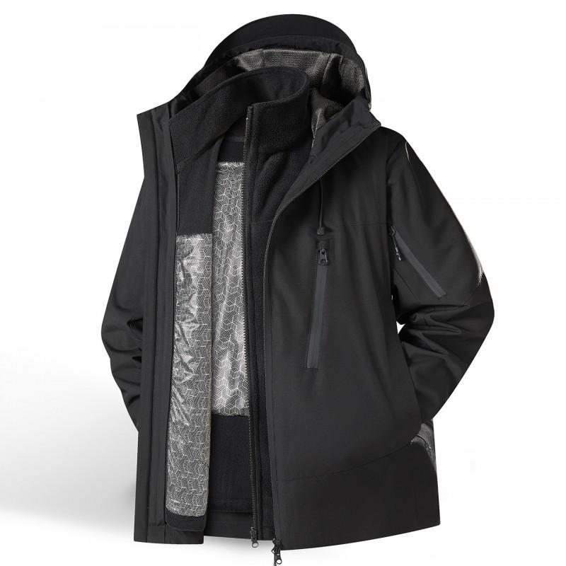 3-in-1 Detachable Fleece-Lined Waterproof Windproof Outdoor