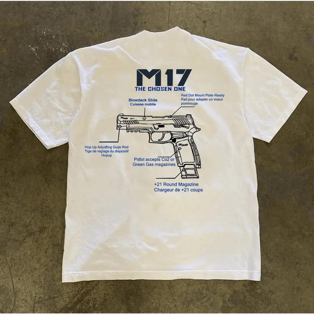 Herren Grafik in Sigsauer M17 T-Shirt 100% Baumwolle Schweißableitend Atmungsaktiv Hohe Qualität Lässiges T-Shirt für einfache Bewegung
