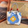 Versatile Large Knitted Handbag with Hollow-Out Flower Pattern