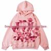 Y2K Rosa Graffiti Tecknad Pullover Huvtröja: Unisex Street Style Casual Tröja