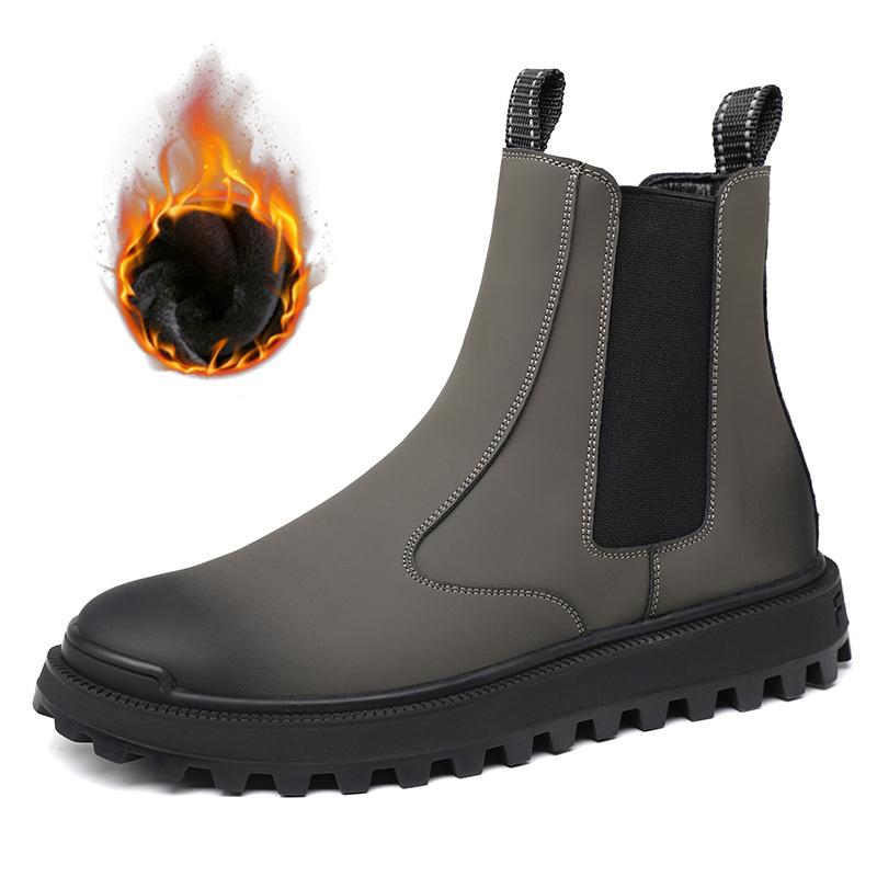 

Fashion men s fashion chelsea boots grey original leather shoes cowboy autumn winter boot party banquet dress platform ankle botas mans 270