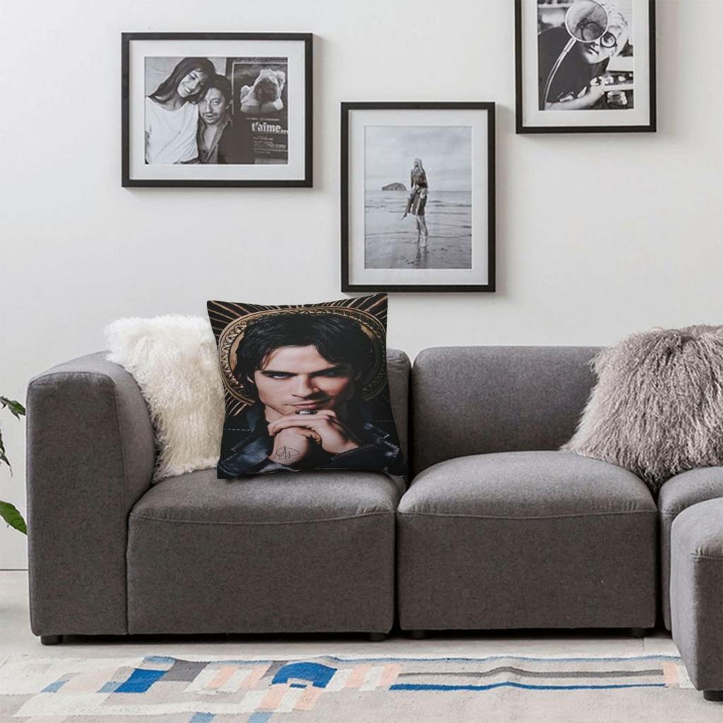 Damon Salvatore Pillow Case Novelty Pillow Cover Square Printed Cushion Cover Pillowcases For Sofa Home Decoration
