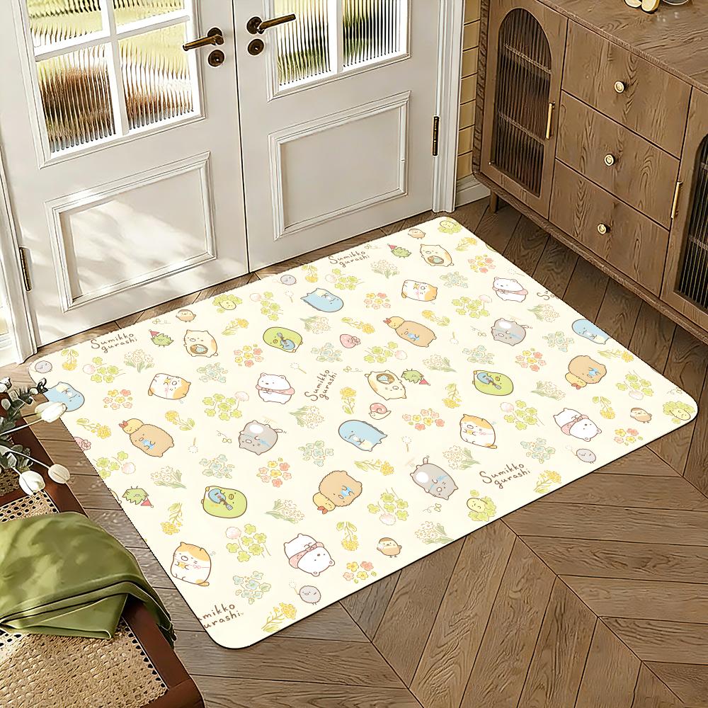 S-Sumikko Gurashi Exquisite Floor Mat Floor Mat Soft Flannel Non-Slip Door Rug for Living Room