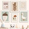 Nordic Retro Poster And Prints Wall Pictures Baby Kids Room Decor Cartoon Rabbit Fox Mouse Goose Duck Wall Art Canvas Painting