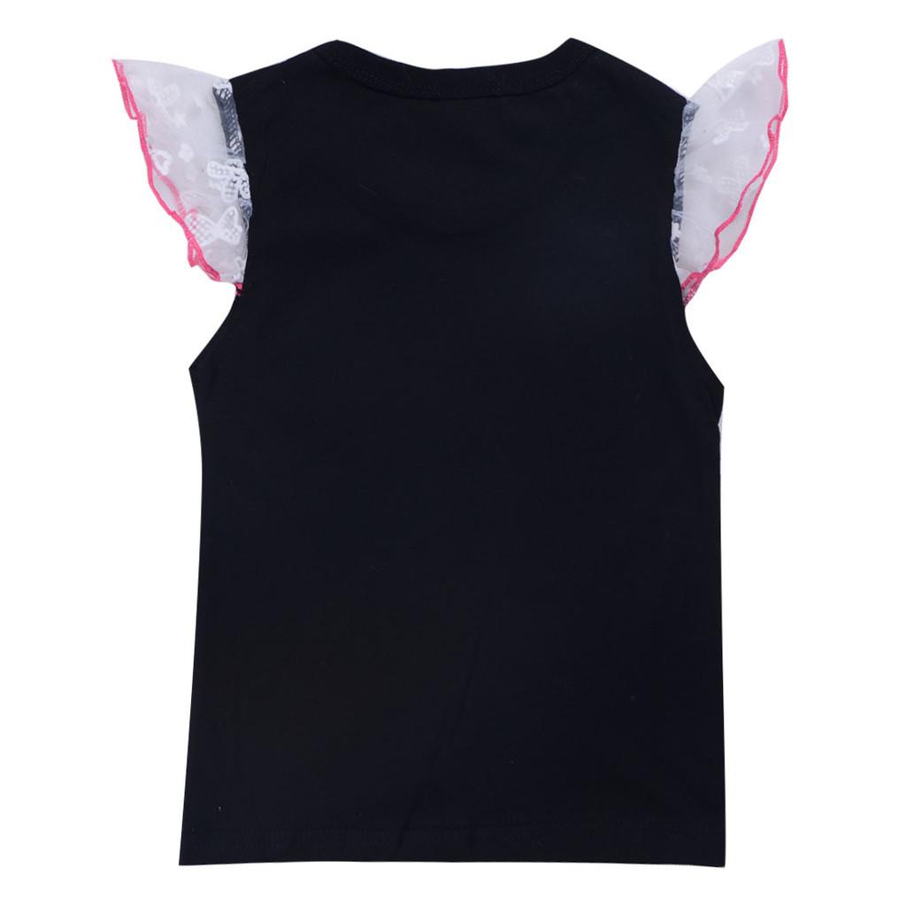 Kids Girls Anime Cartoon K-Pop Rumi Singer Super Star Print Mesh Short Sleeves Cotton T-Shirt