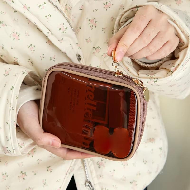 Transparent Travel Cosmetic Bag Portable Mini Waterproof Cosmetic Lipstick Bag Large Opening With Zip Outdoor Clutch Bag