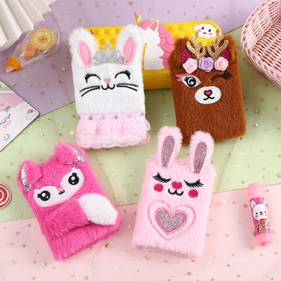 Neu Cartoon Bunny Plüsch Notebook 80 Blätter Mädchen Tragbare Mini Tasche Buch Student Kleine
