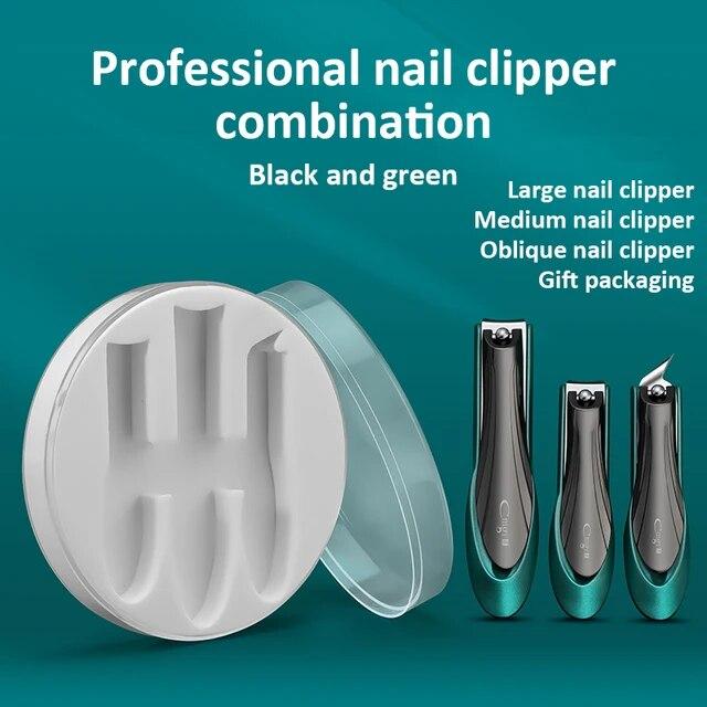 

3 шт., кусачки для ногтей из нержавеющей стали, резак для ногтей с защитой от брызг, маникюрные инструменты, бионический дизайн, триммер для ногтей, ножницы для педикюра чёрный